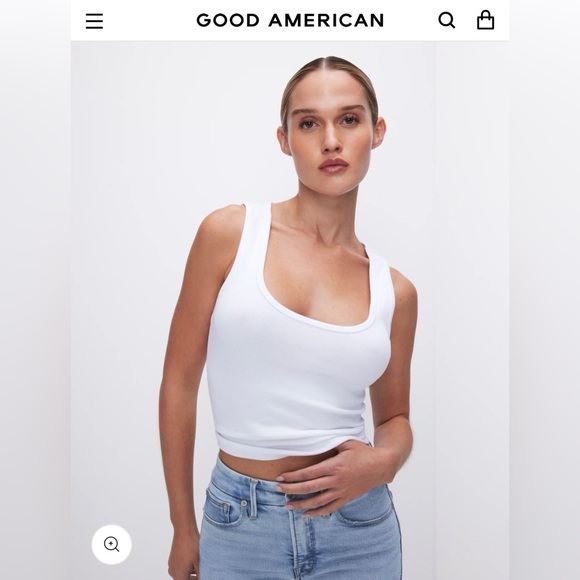 Good American Tops - Good American Micro Rib Tank Top White